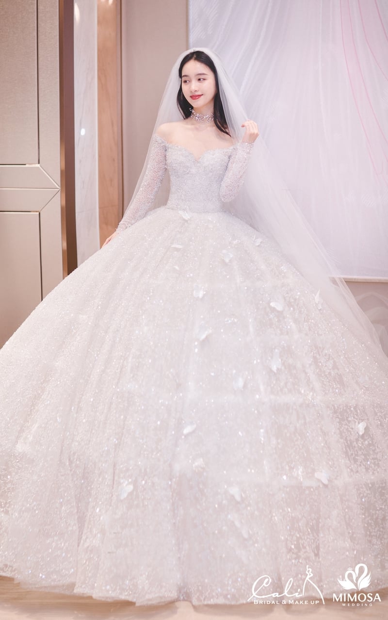 Váy cưới mẫu mới 2023 hồng nhạt Thành Lợi KF0993  Áo Cưới Thành Lợi